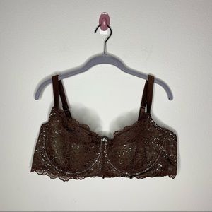 Cacique Brown and Mint Green Lace Bra